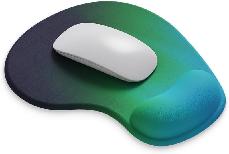 DemonChest Office Mousepad with Gel Wrist Support - Ergonomic Gaming Desktop Mouse Pad Wrist Rest - Design Gamepad Mat Rubber Base for Laptop Computer -Silicone Non-Slip Special-Textured Surface (12AuroraB) - Image 1